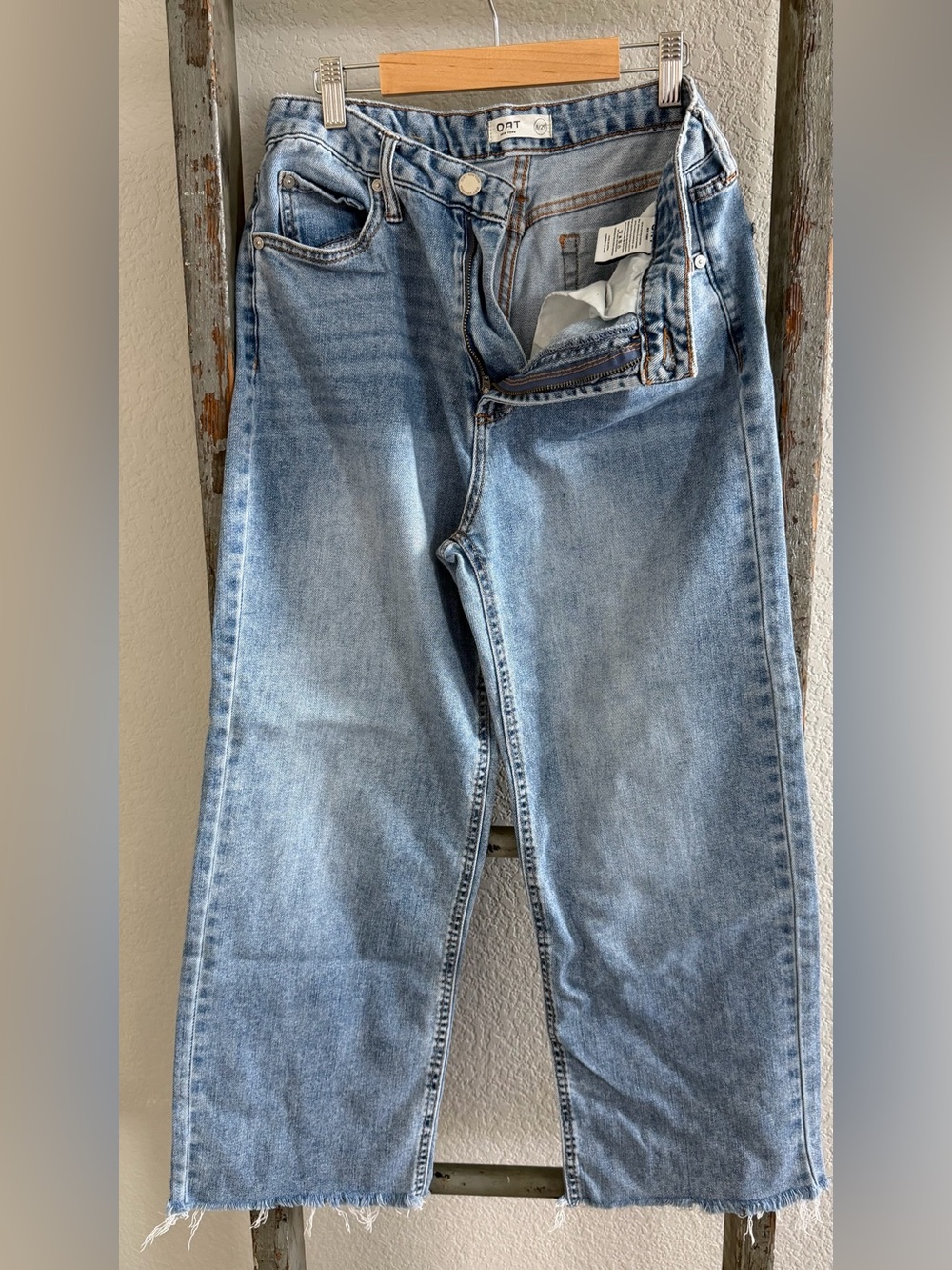 Oat New York High-Rise Wide Leg Jeans in Light Blue